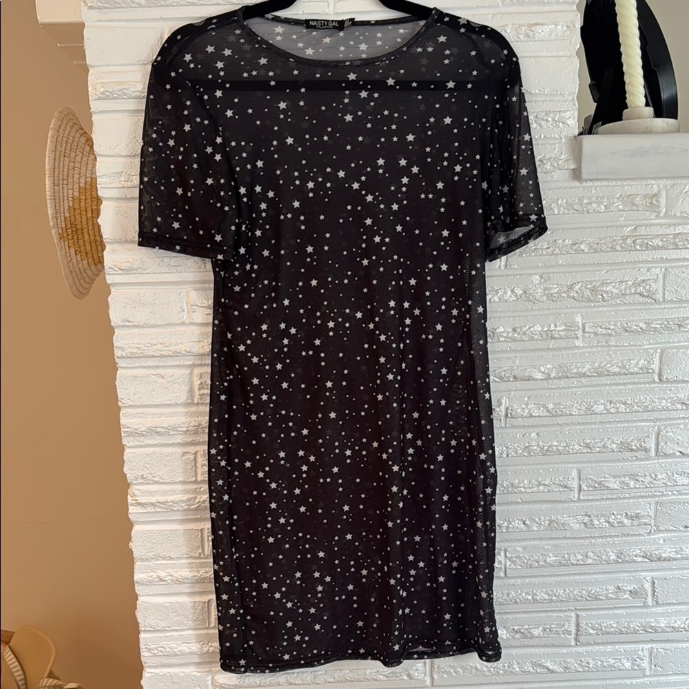 Black Sheer Star Print Dress